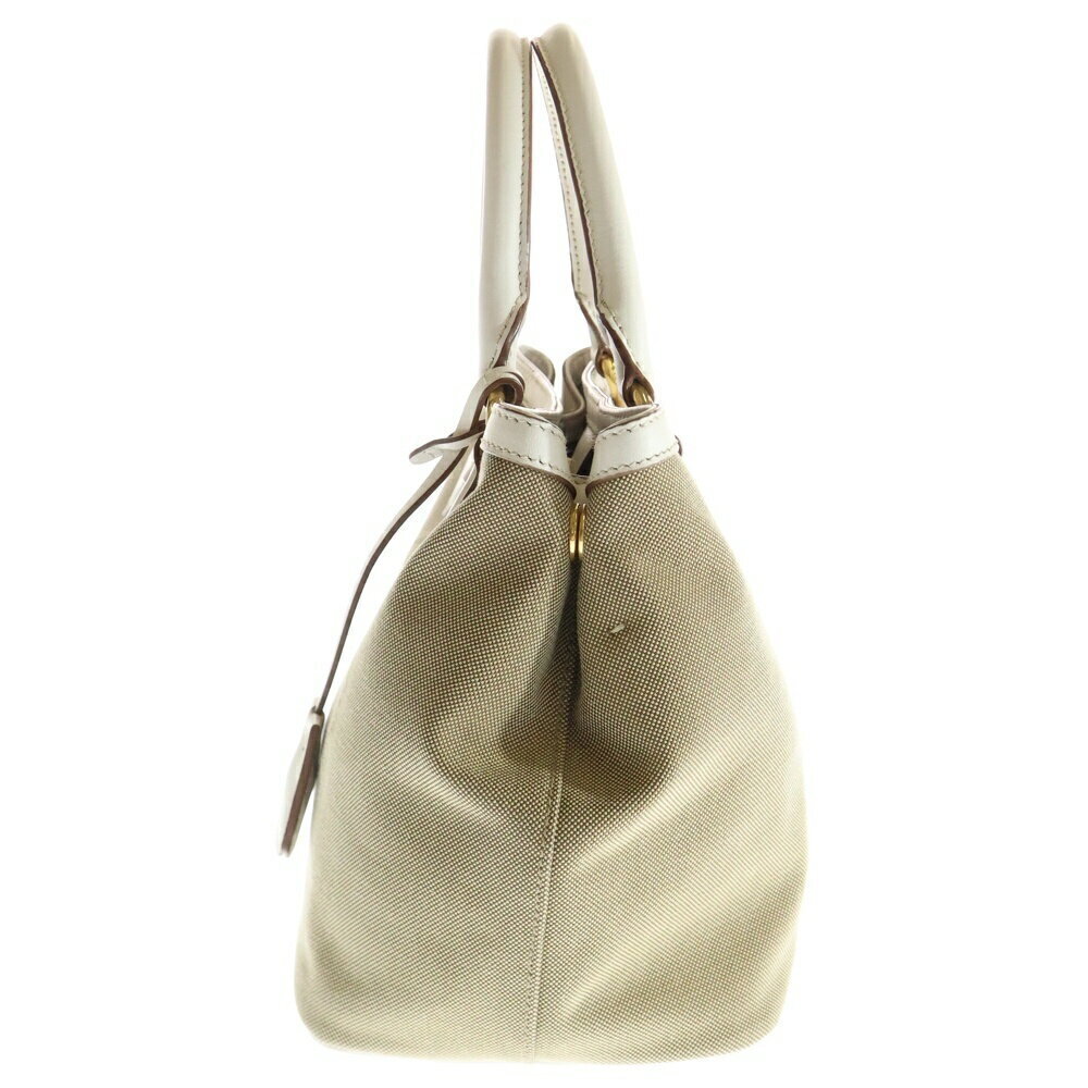 PRADA Logo Jacquard Handbag Shoulder Bag Beige Tan White RED - Picture 3 of 6